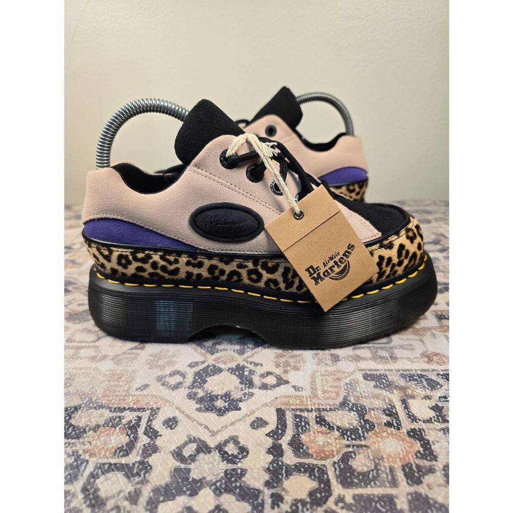 DR Martens Buzz 5 Eye Leopard Suede Pink Purple Platform NWOB Women's Size 6